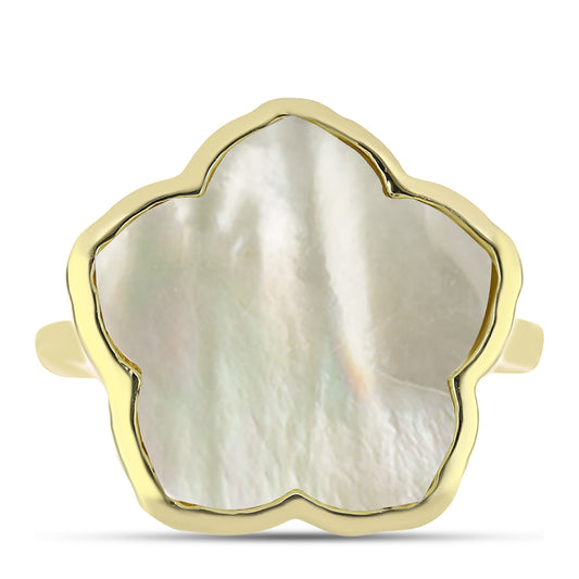 Pozlacené Stříbro 925/1000 - Prsten s Lasturou - Karátové číslo: 5.01. přibližná hmotnost: 4.57 gramů