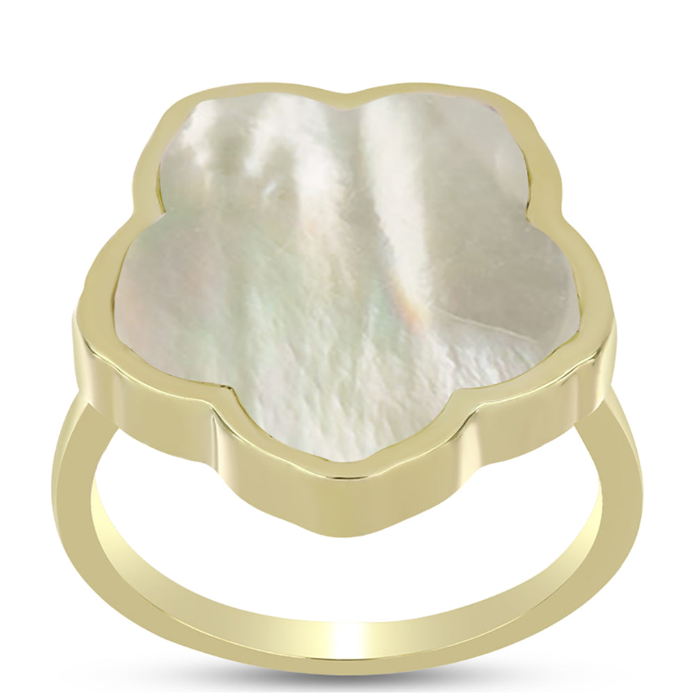 Pozlacené Stříbro 925/1000 - Prsten s Lasturou - Karátové číslo: 5.01. přibližná hmotnost: 4.57 gramů