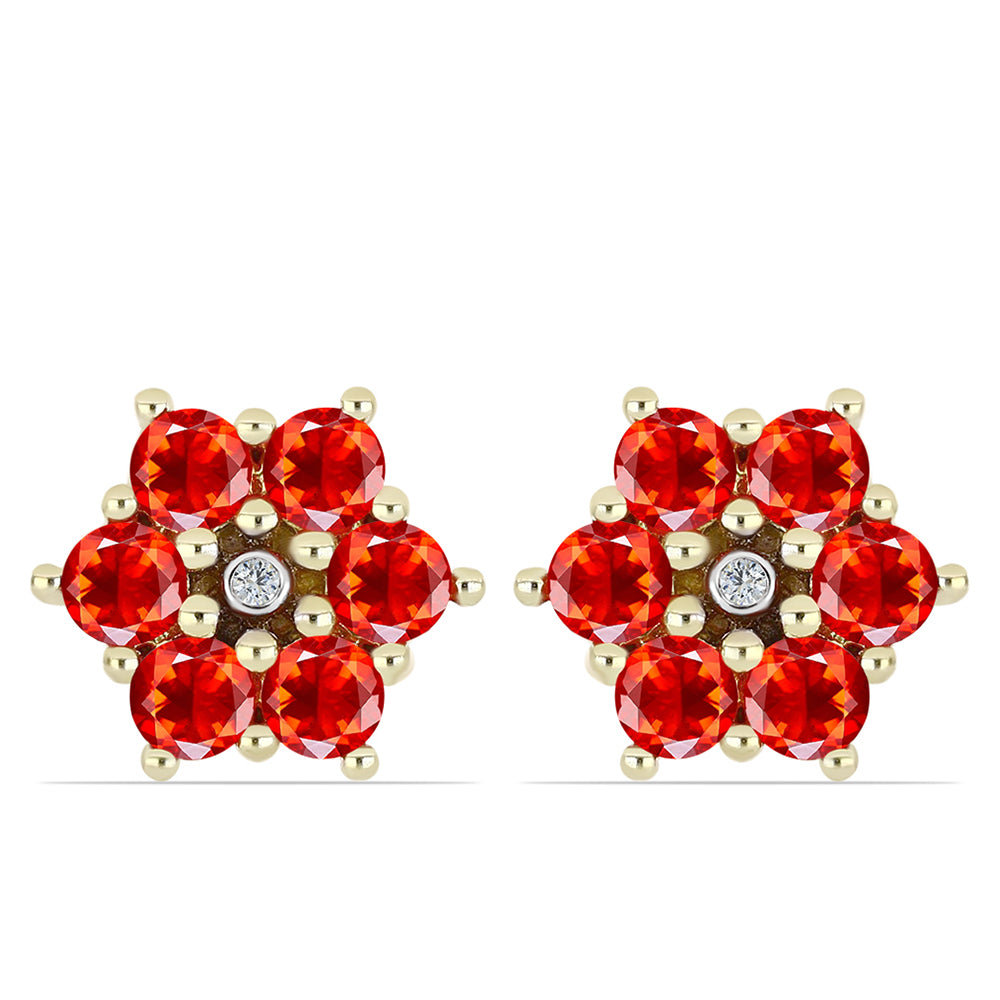 Pozlacené Stříbro 925/1000 - Náušnice s Etiopským Červeným Opálem z Lega Dembi a Bílým Topazem - Karátové číslo: 0.84. přibližná hmotnost: 2.41 gramů 1 