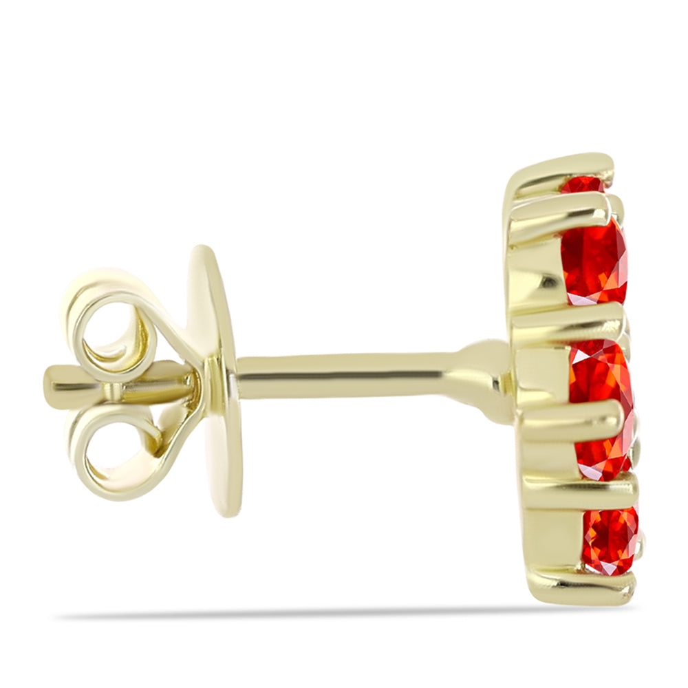 Pozlacené Stříbro 925/1000 - Náušnice s Etiopským Červeným Opálem z Lega Dembi a Bílým Topazem - Karátové číslo: 0.84. přibližná hmotnost: 2.41 gramů 2 