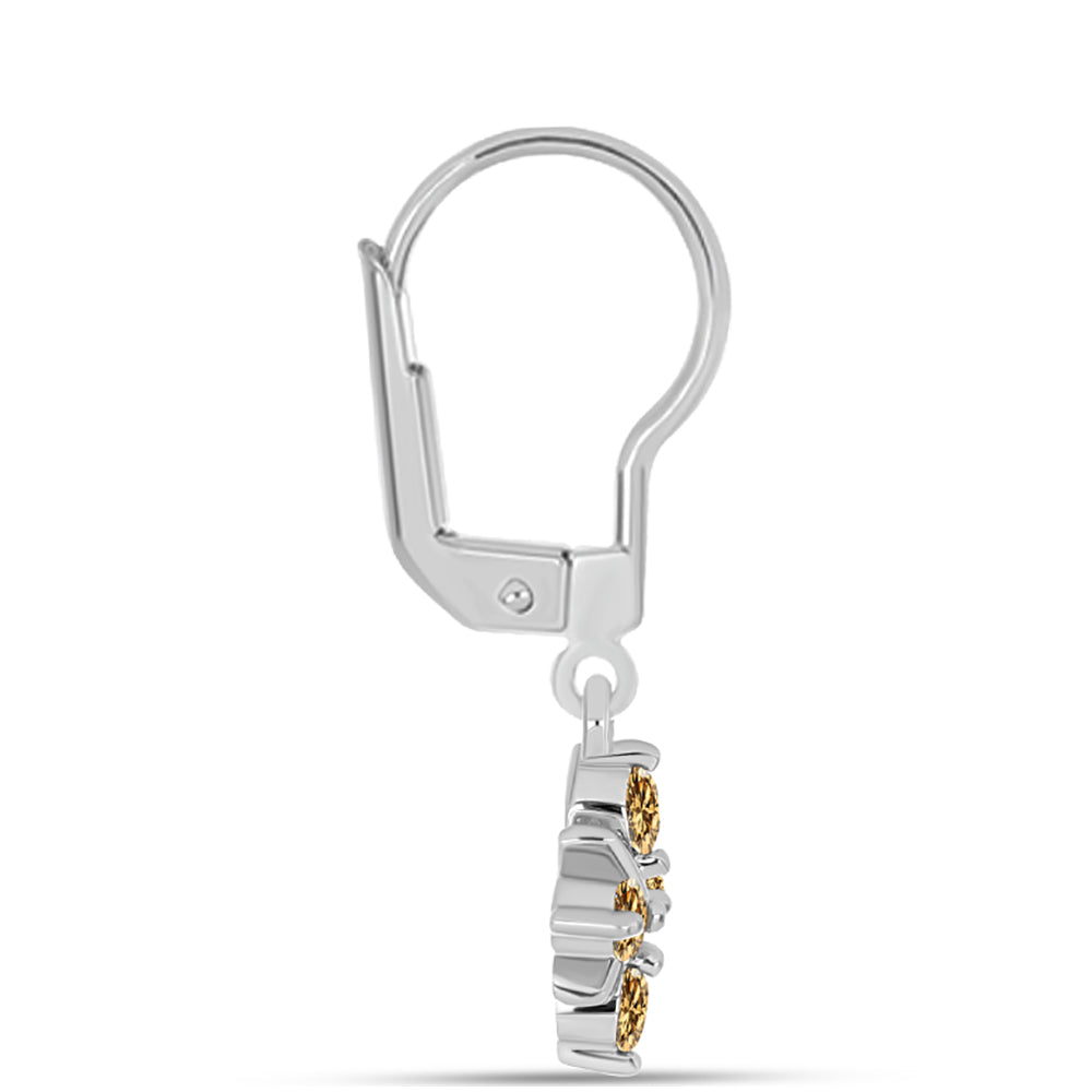 Stříbro 925/1000 - Náušnice se Šampaňským Moissanitem - Karátové číslo: 0.5. přibližná hmotnost: 2.4 gramů 2 