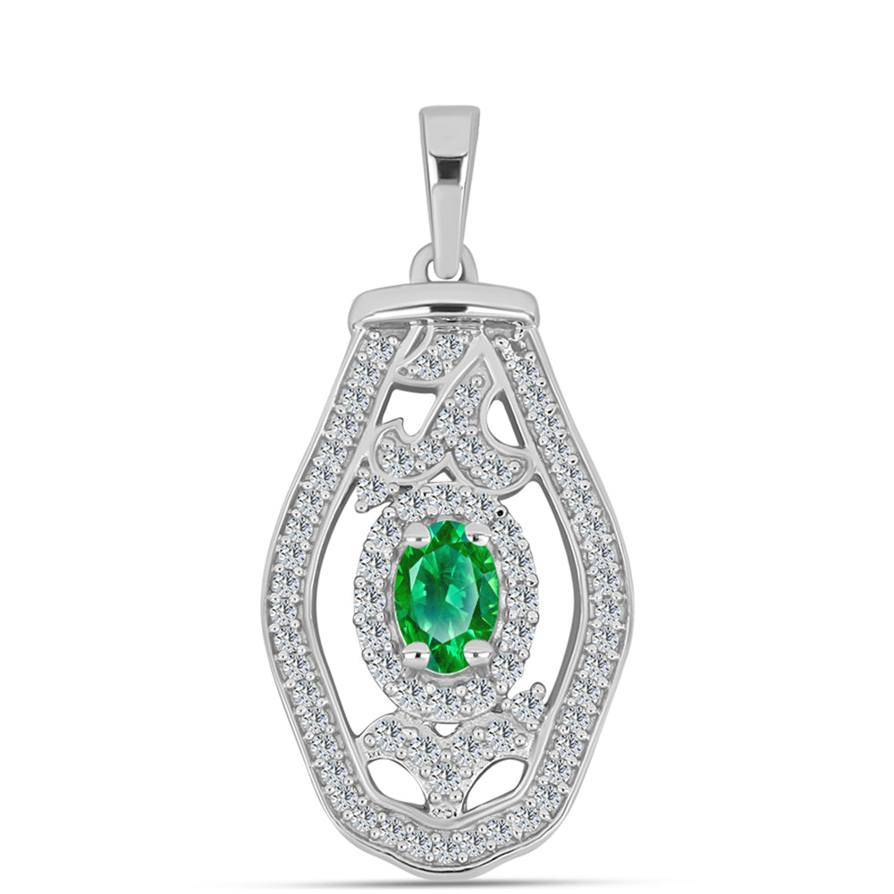 Stříbro 925/1000 - Přívěsek s Kijani Granátem a Bílým Topazem - Karátové číslo: 0.98. přibližná hmotnost: 3.37 gramů 1 