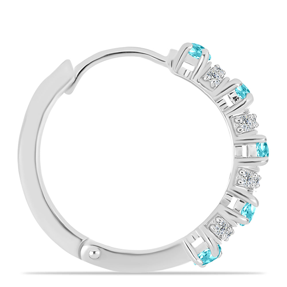 Stříbro 925/1000 - Náušnice s Paraiba Křemenem a Bílým Topazem - Karátové číslo: 2.45. přibližná hmotnost: 5.9 gramů 2 