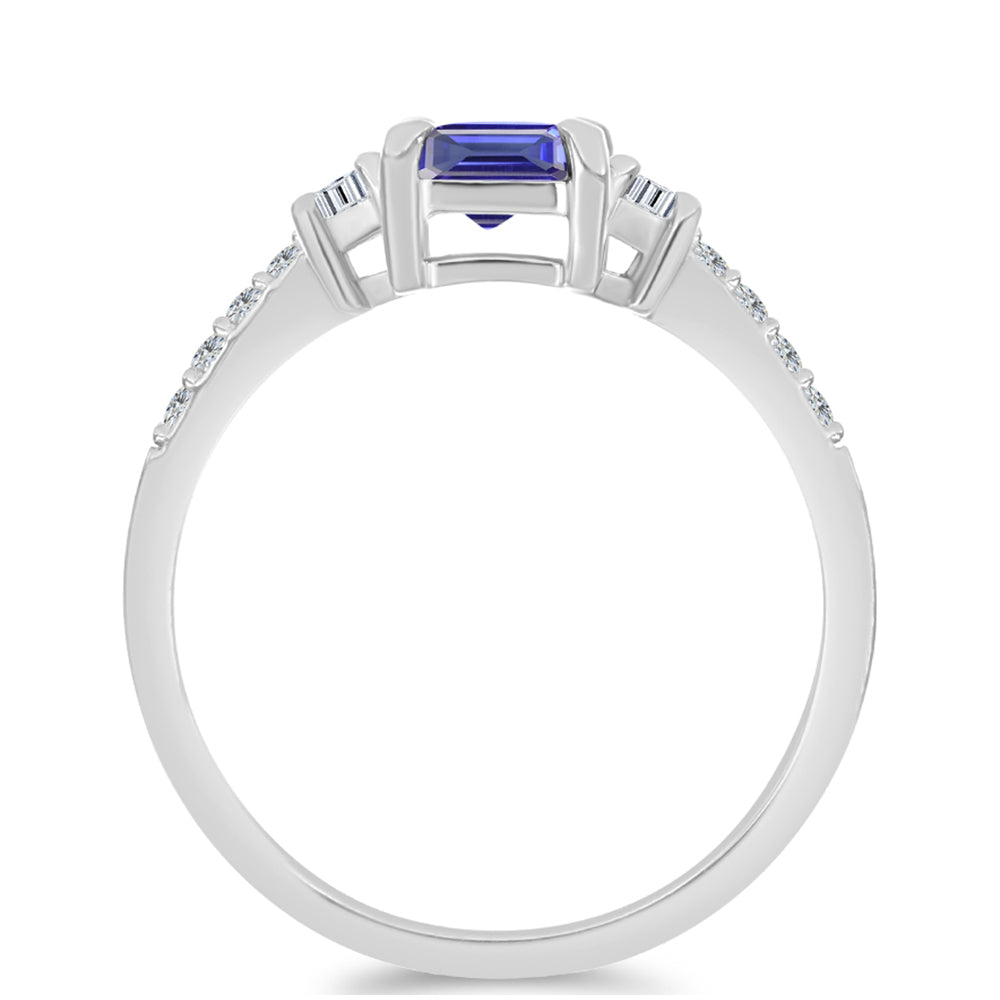 Stříbro 925/1000 - Prsten s AAA Tanzanitem a Bílým Topazem - Karátové číslo: 1.34. přibližná hmotnost: 2.46 gramů