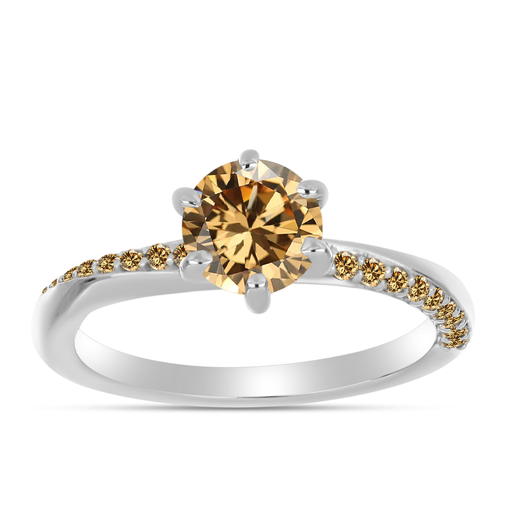 Stříbro 925/1000 - Prsten se Šampaňským Moissanitem - Karátové číslo: 1.18. přibližná hmotnost: 2.76 gramů 1 