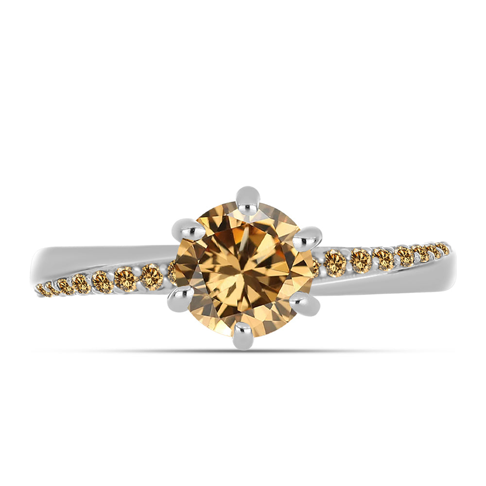 Stříbro 925/1000 - Prsten se Šampaňským Moissanitem - Karátové číslo: 1.18. přibližná hmotnost: 2.76 gramů 3 