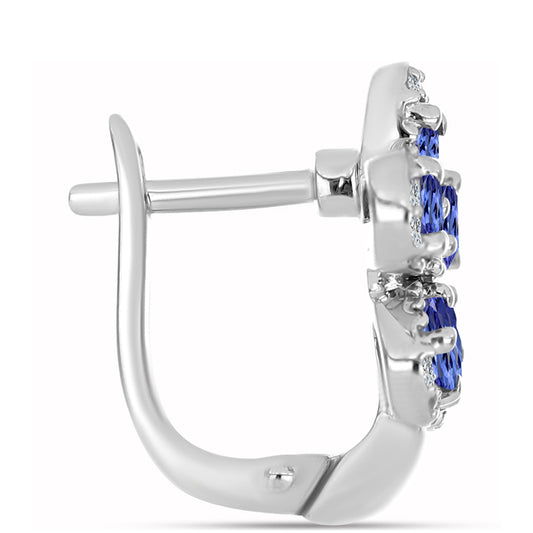 Stříbro 925/1000 - Náušnice s AAA Tanzanitem a Bílým Topazem - Karátové číslo: 1.71. přibližná hmotnost: 6.06 gramů