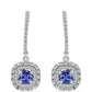 Stříbro 925/1000 - Náušnice s AAA Tanzanitem a Bílým Topazem - Karátové číslo: 1.91. přibližná hmotnost: 5.07 gramů