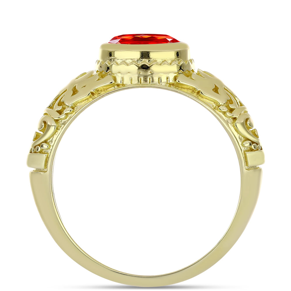 Pozlacené Stříbro 925/1000 - Prsten s Etiopským Červeným Opálem z Lega Dembi - Karátové číslo: 0.79. přibližná hmotnost: 4.76 gramů 2 