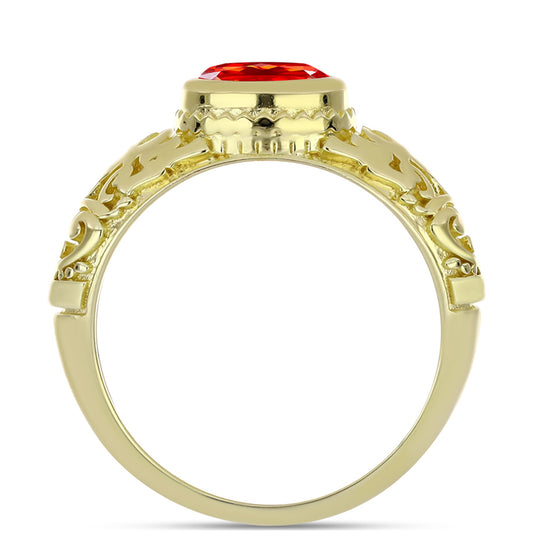 Pozlacené Stříbro 925/1000 - Prsten s Etiopským Červeným Opálem z Lega Dembi - Karátové číslo: 0.79. přibližná hmotnost: 4.76 gramů