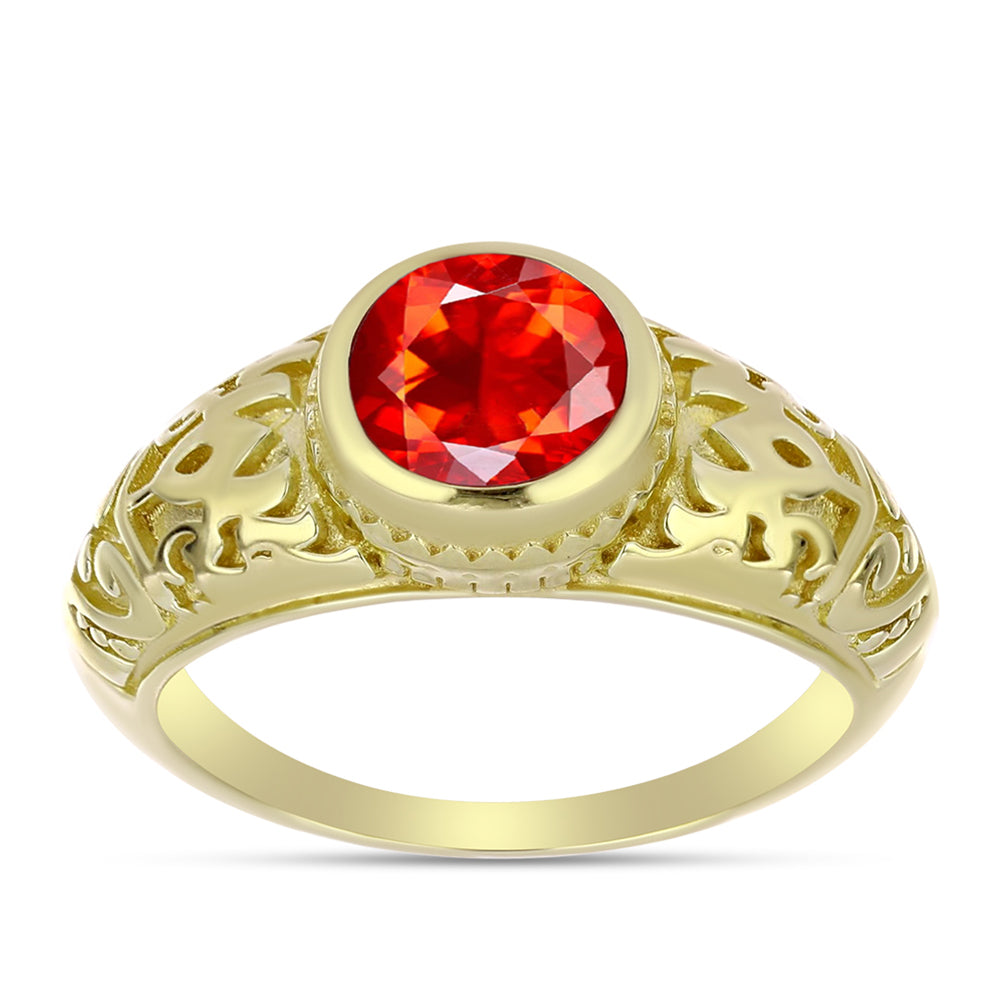 Pozlacené Stříbro 925/1000 - Prsten s Etiopským Červeným Opálem z Lega Dembi - Karátové číslo: 0.79. přibližná hmotnost: 4.76 gramů 3 