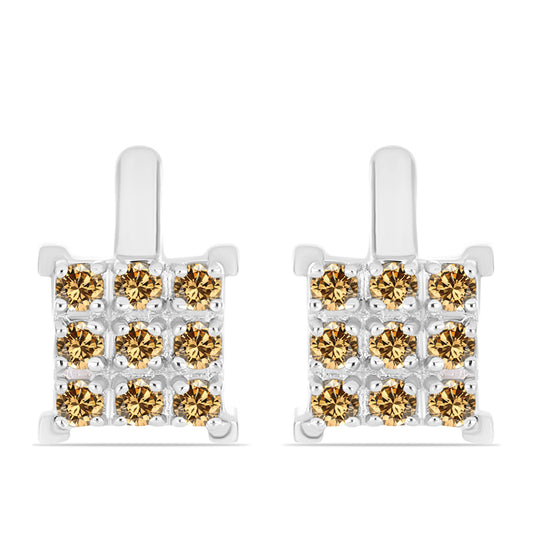 Stříbro 925/1000 - Náušnice se Šampaňským Moissanitem - Karátové číslo: 0.6. přibližná hmotnost: 3.39 gramů