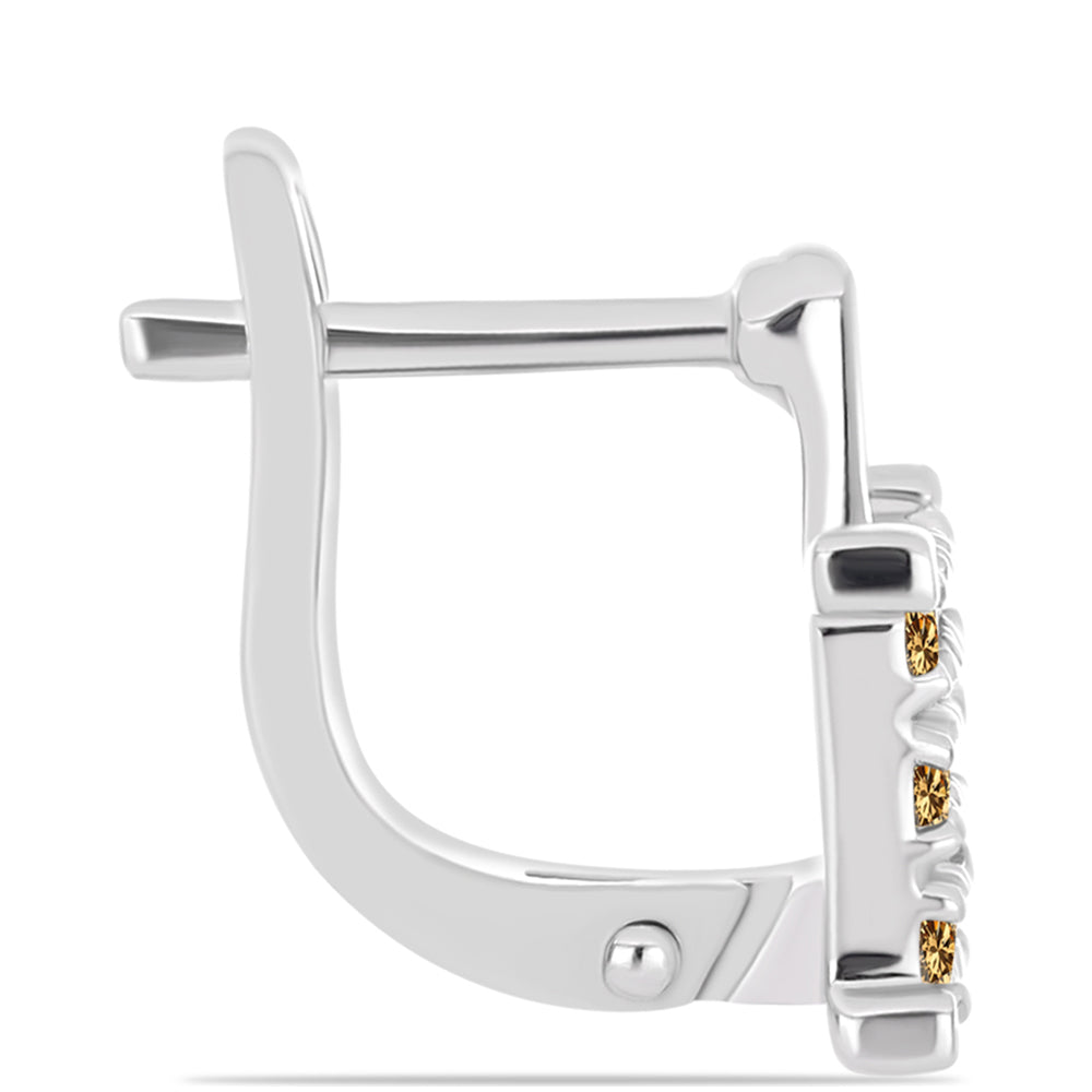 Stříbro 925/1000 - Náušnice se Šampaňským Moissanitem - Karátové číslo: 0.6. přibližná hmotnost: 3.39 gramů