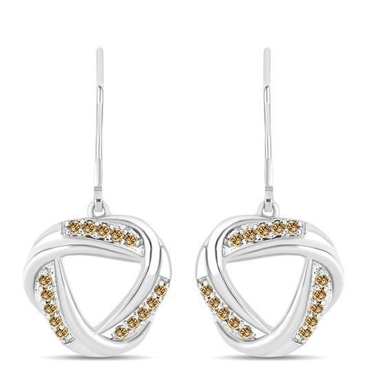 Stříbro 925/1000 - Náušnice se Šampaňským Moissanitem - Karátové číslo: 0.3. přibližná hmotnost: 4.28 gramů