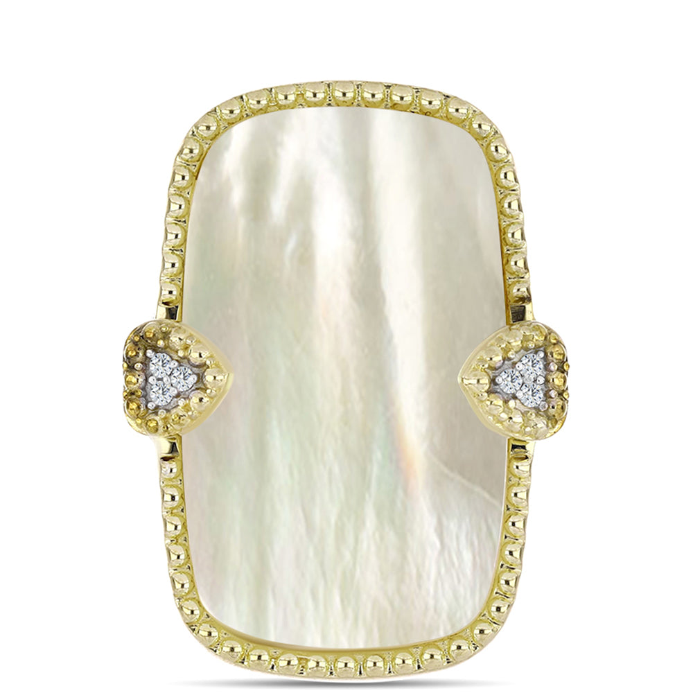 Pozlacené Stříbro 925/1000 - Prsten s Lasturou a Bílým Topazem - Karátové číslo: 10.88. přibližná hmotnost: 7.79 gramů 1 