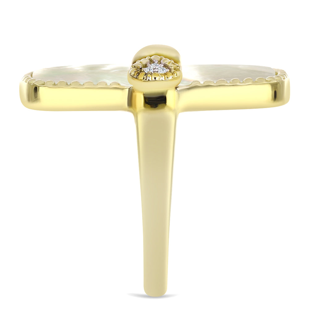 Pozlacené Stříbro 925/1000 - Prsten s Lasturou a Bílým Topazem - Karátové číslo: 10.88. přibližná hmotnost: 7.79 gramů 4 