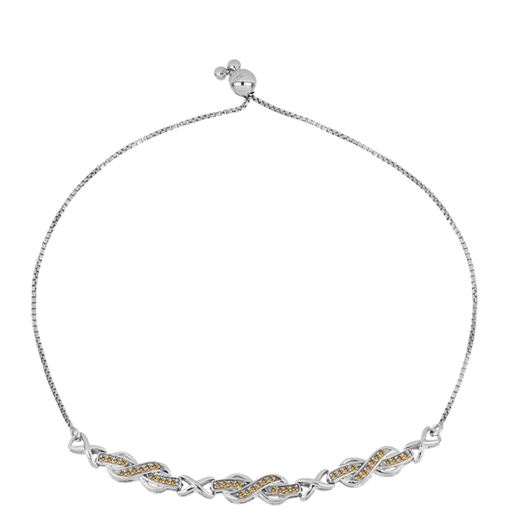 Stříbro 925/1000 - Náramek se Šampaňským Moissanitem - Karátové číslo: 0.25. přibližná hmotnost: 5.55 gramů 1 