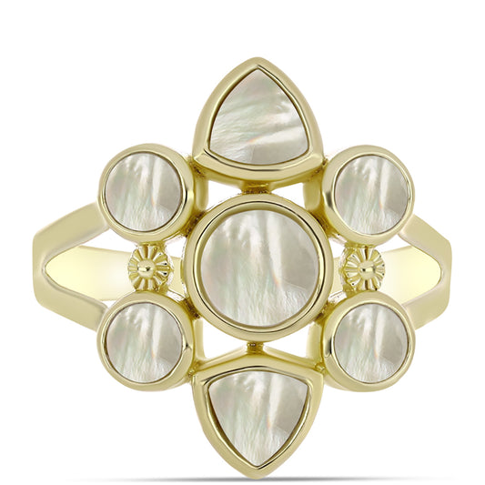 Pozlacené Stříbro 925/1000 - Prsten s Lasturou - Karátové číslo: 3.46. přibližná hmotnost: 5.81 gramů