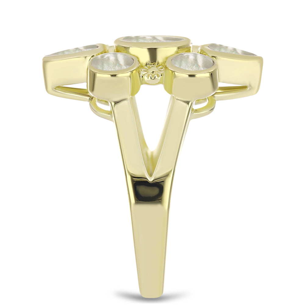 Pozlacené Stříbro 925/1000 - Prsten s Lasturou - Karátové číslo: 3.46. přibližná hmotnost: 5.81 gramů 4 