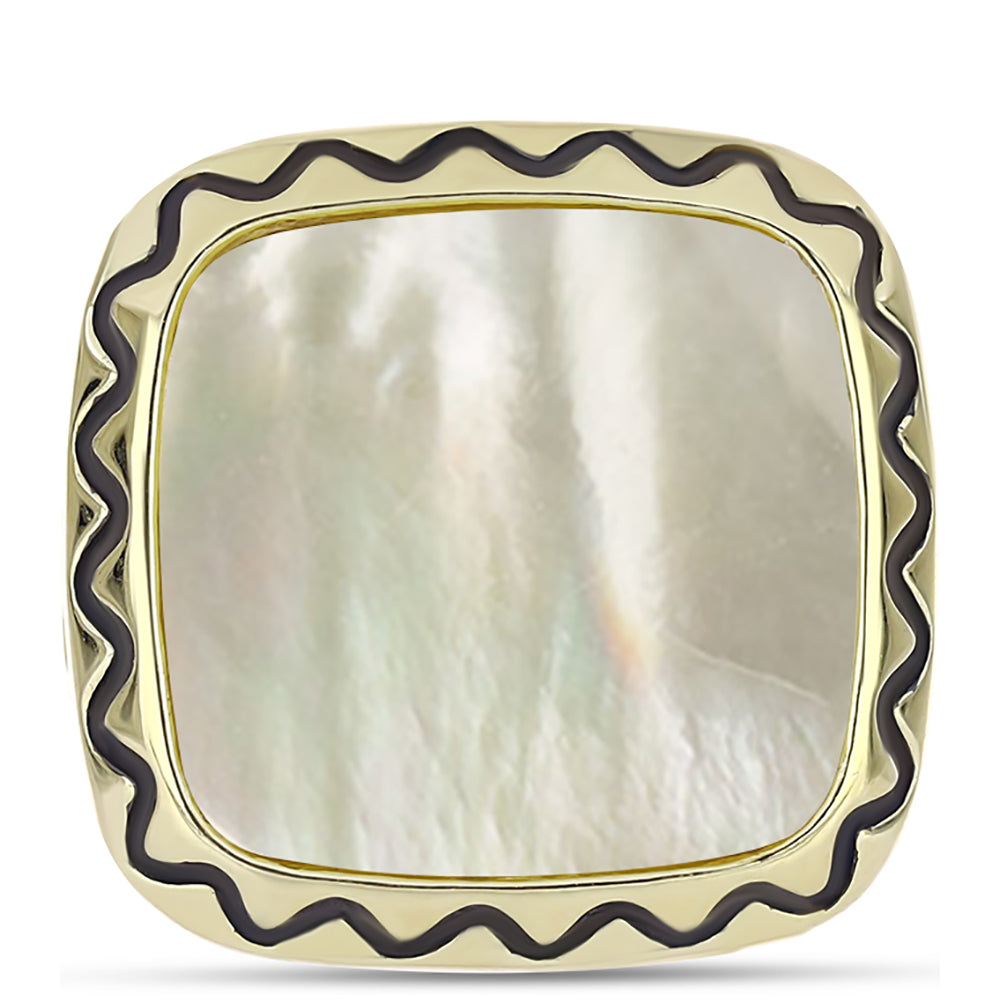 Pozlacené Stříbro 925/1000 - Prsten s Lasturou - Karátové číslo: 6.46. přibližná hmotnost: 7.5 gramů