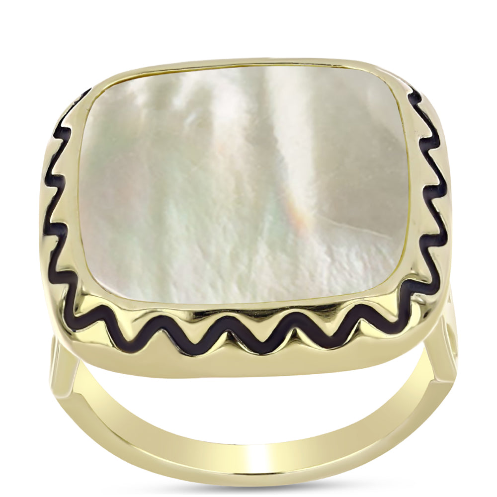 Pozlacené Stříbro 925/1000 - Prsten s Lasturou - Karátové číslo: 6.46. přibližná hmotnost: 7.5 gramů