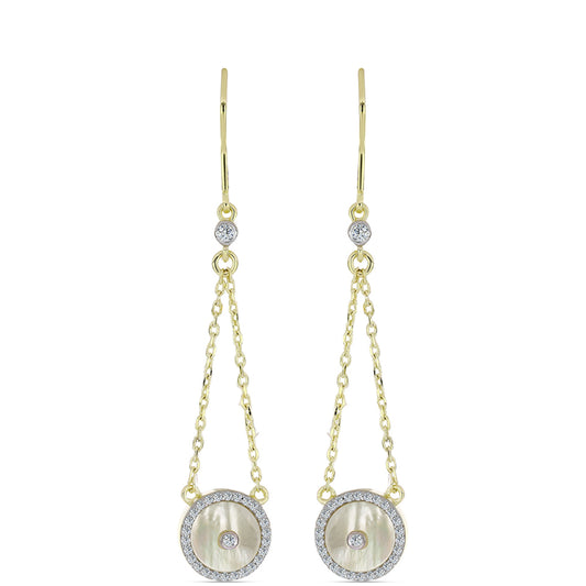 Pozlacené Stříbro 925/1000 - Náušnice s Lasturou a Bílým Topazem - Karátové číslo: 4.1. přibližná hmotnost: 5.6 gramů