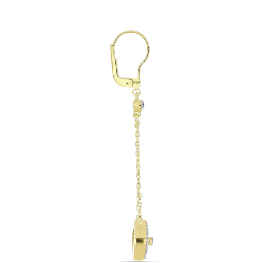 Pozlacené Stříbro 925/1000 - Náušnice s Lasturou a Bílým Topazem - Karátové číslo: 4.1. přibližná hmotnost: 5.6 gramů 2 