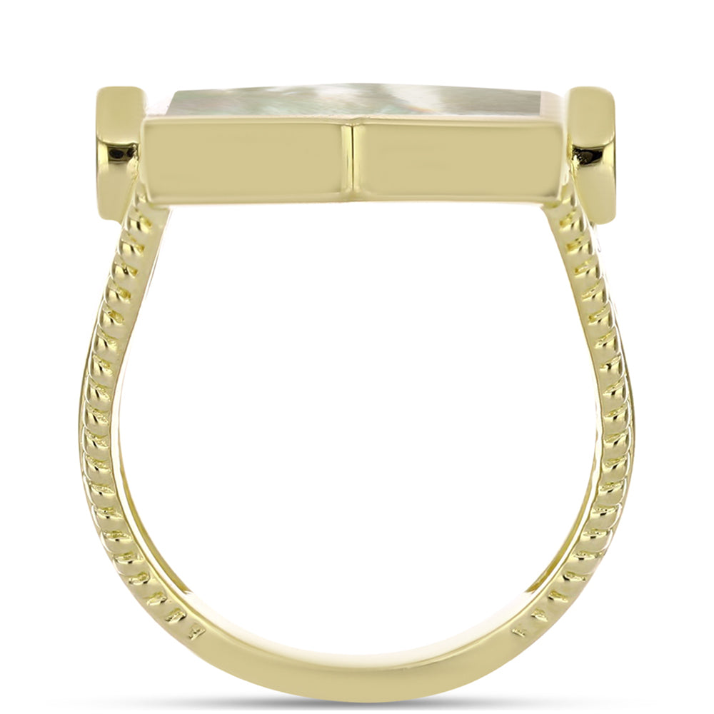 Pozlacené Stříbro 925/1000 - Prsten s Lasturou - Karátové číslo: 9.03. přibližná hmotnost: 9.58 gramů