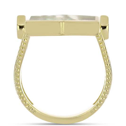 Pozlacené Stříbro 925/1000 - Prsten s Lasturou - Karátové číslo: 9.03. přibližná hmotnost: 9.58 gramů