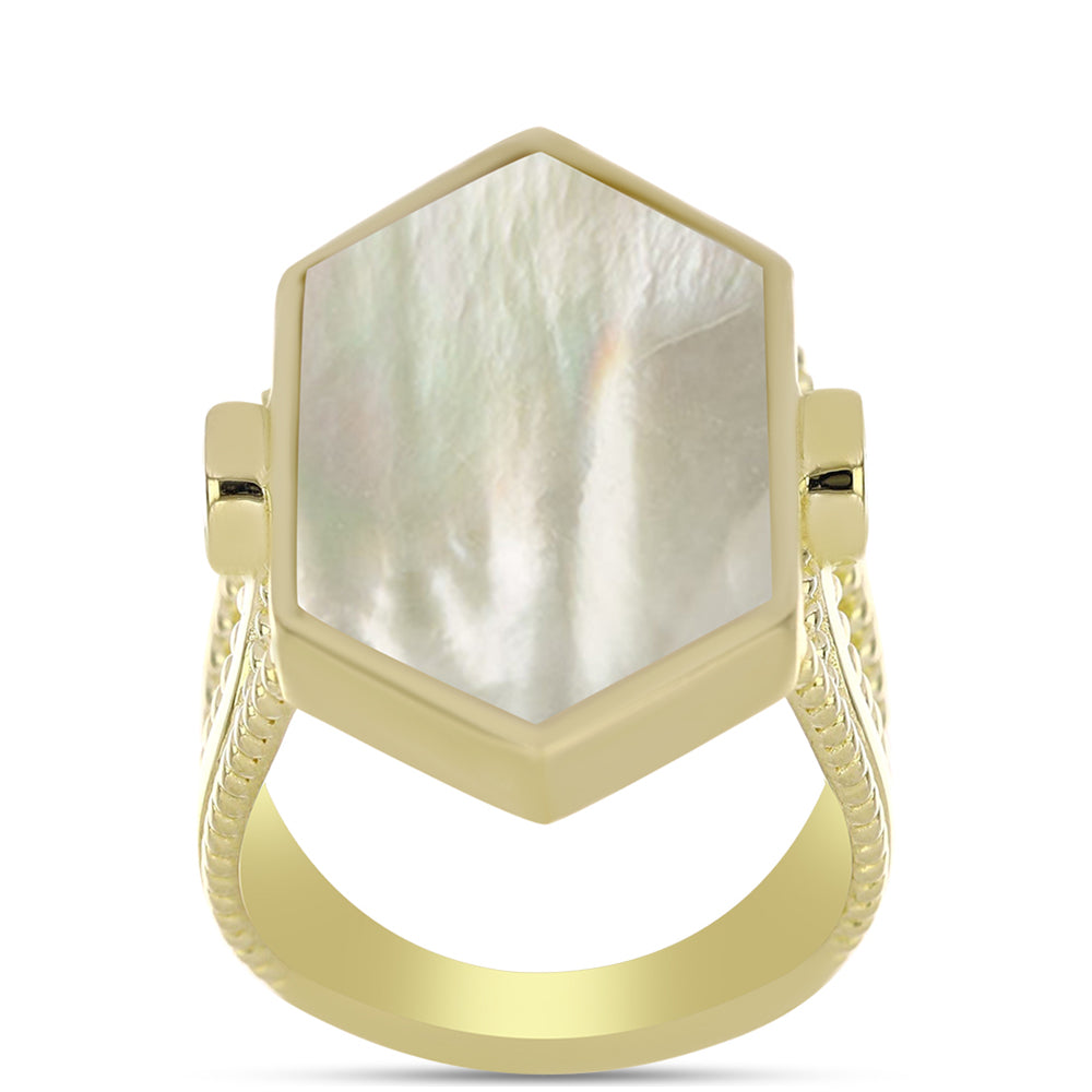 Pozlacené Stříbro 925/1000 - Prsten s Lasturou - Karátové číslo: 9.03. přibližná hmotnost: 9.58 gramů 3 