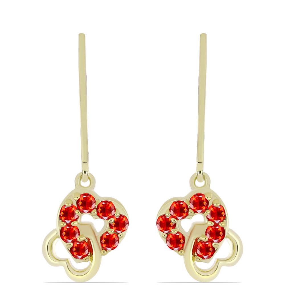 Pozlacené Stříbro 925/1000 - Náušnice s Etiopským Červeným Opálem z Lega Dembi - Karátové číslo: 0.31. přibližná hmotnost: 2.34 gramů