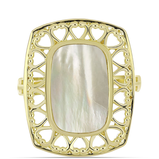 Pozlacené Stříbro 925/1000 - Prsten s Lasturou - Karátové číslo: 4.63. přibližná hmotnost: 7.21 gramů