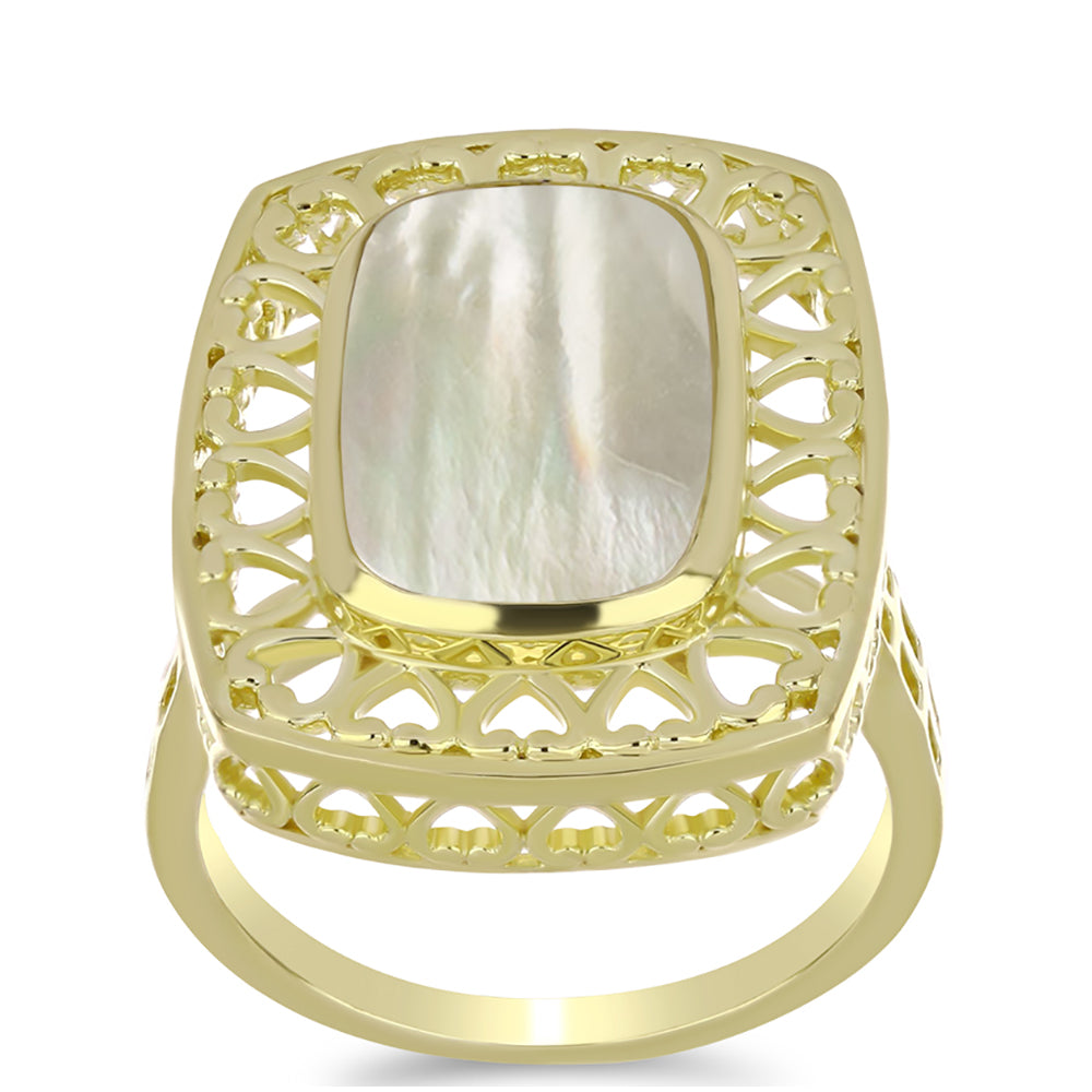 Pozlacené Stříbro 925/1000 - Prsten s Lasturou - Karátové číslo: 4.63. přibližná hmotnost: 7.21 gramů