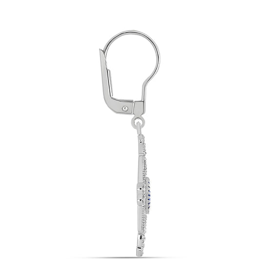 Stříbro 925/1000 - Náušnice s AAA Tanzanitem a Bílým Topazem - Karátové číslo: 0.75. přibližná hmotnost: 3.75 gramů