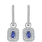 Stříbro 925/1000 - Náušnice s AAA Tanzanitem a Bílým Topazem - Karátové číslo: 1.15. přibližná hmotnost: 3.9 gramů