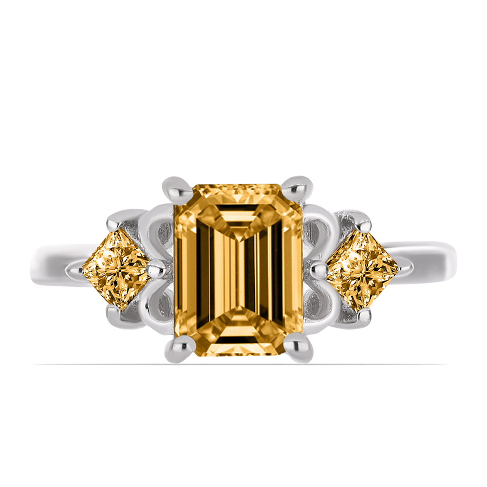 Stříbro 925/1000 - Prsten se Šampaňským Moissanitem - Karátové číslo: 1.91. přibližná hmotnost: 2.64 gramů