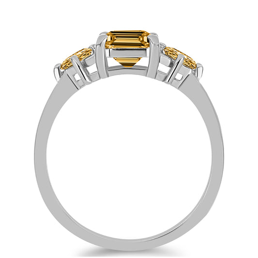 Stříbro 925/1000 - Prsten se Šampaňským Moissanitem - Karátové číslo: 1.91. přibližná hmotnost: 2.64 gramů