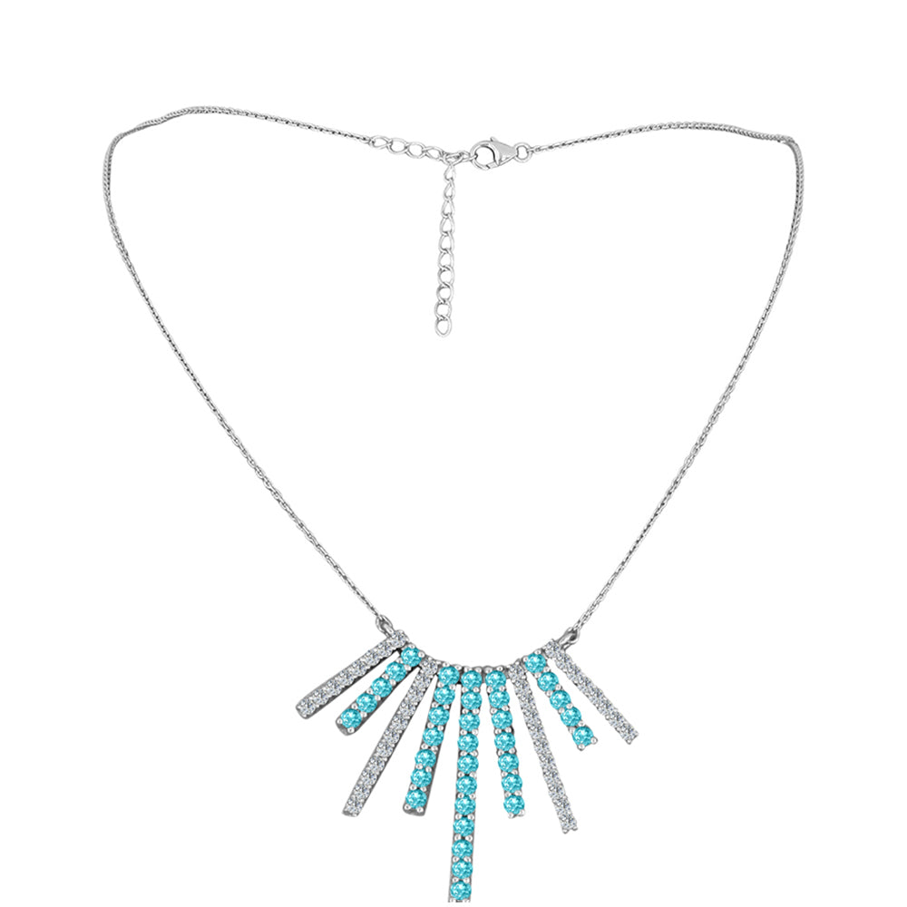 Stříbro 925/1000 - Náhrdelník s Paraiba Křemenem a Bílým Topazem - Karátové číslo: 1.79. přibližná hmotnost: 7.26 gramů 1 