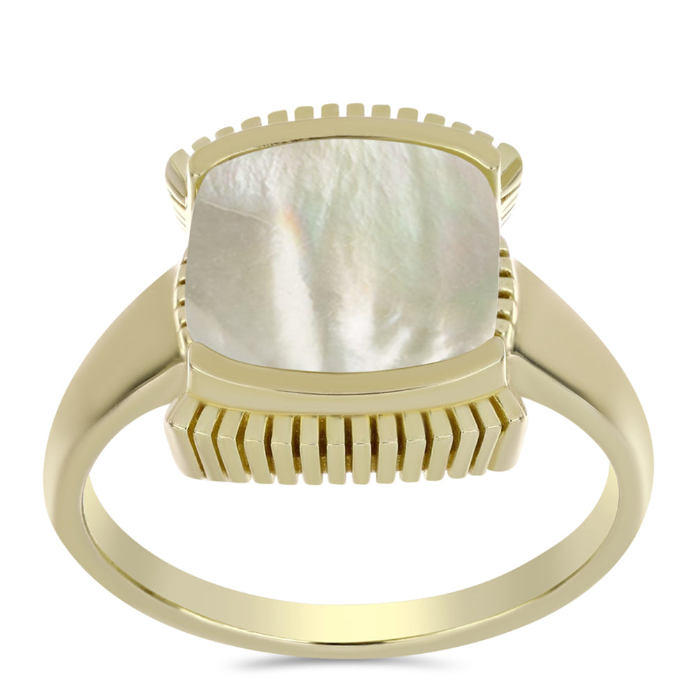 Pozlacené Stříbro 925/1000 - Prsten s Lasturou - Karátové číslo: 2.52. přibližná hmotnost: 6.32 gramů