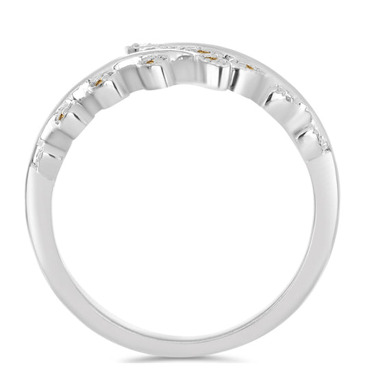 Stříbro 925/1000 - Prsten se Šampaňským Moissanitem - Karátové číslo: 0.18. přibližná hmotnost: 3.25 gramů