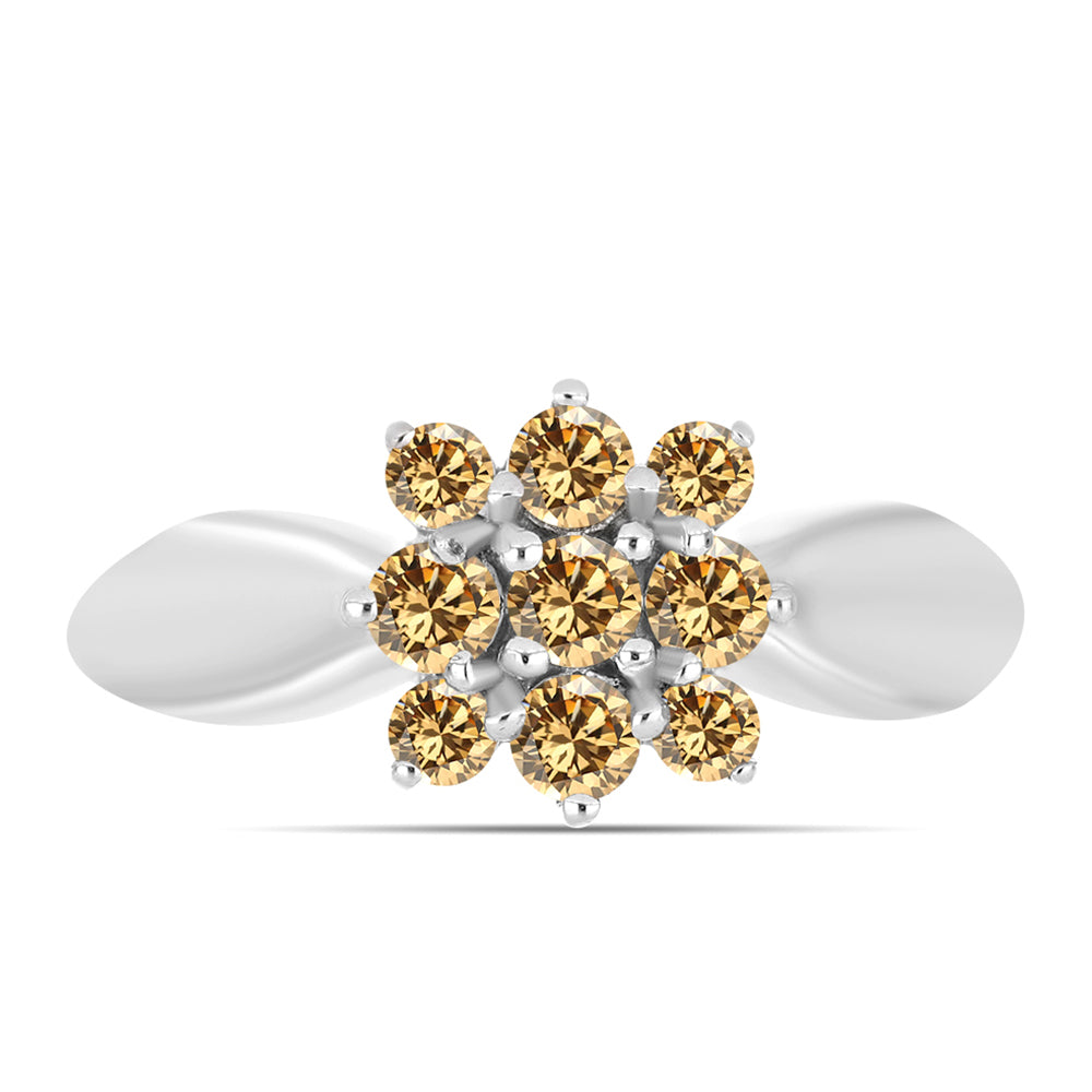 Stříbro 925/1000 - Prsten se Šampaňským Moissanitem - Karátové číslo: 0.77. přibližná hmotnost: 2.98 gramů 1 