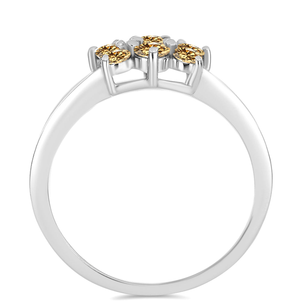 Stříbro 925/1000 - Prsten se Šampaňským Moissanitem - Karátové číslo: 0.77. přibližná hmotnost: 2.98 gramů