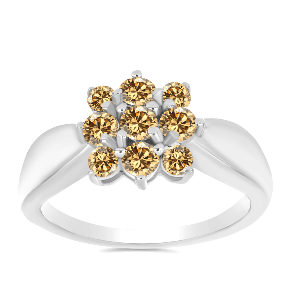 Stříbro 925/1000 - Prsten se Šampaňským Moissanitem - Karátové číslo: 0.77. přibližná hmotnost: 2.98 gramů