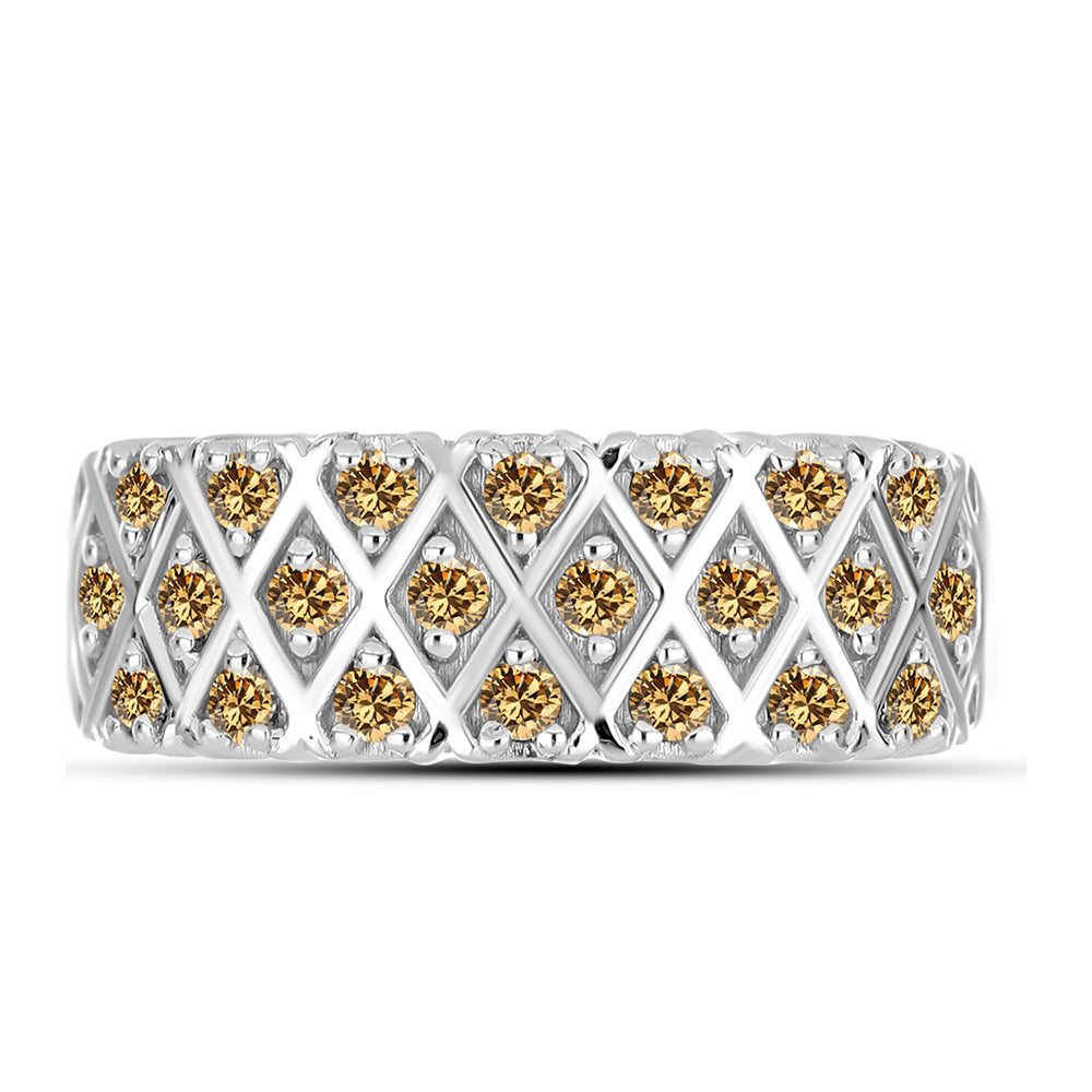 Stříbro 925/1000 - Prsten se Šampaňským Moissanitem - Karátové číslo: 0.54. přibližná hmotnost: 4.31 gramů