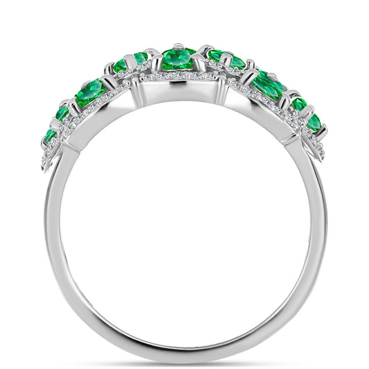 Stříbro 925/1000 - Prsten s Kijani Granátem - Karátové číslo: 1.96. přibližná hmotnost: 4.91 gramů