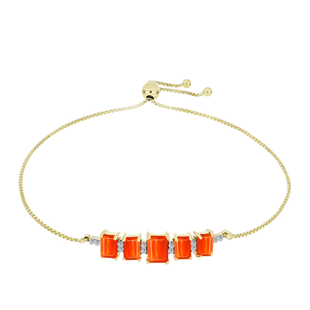 Pozlacené Stříbro 925/1000 - Náramek s Etiopským Červeným Opálem z Lega Dembi a Bílým Topazem - Karátové číslo: 2.07. přibližná hmotnost: 4.98 gramů