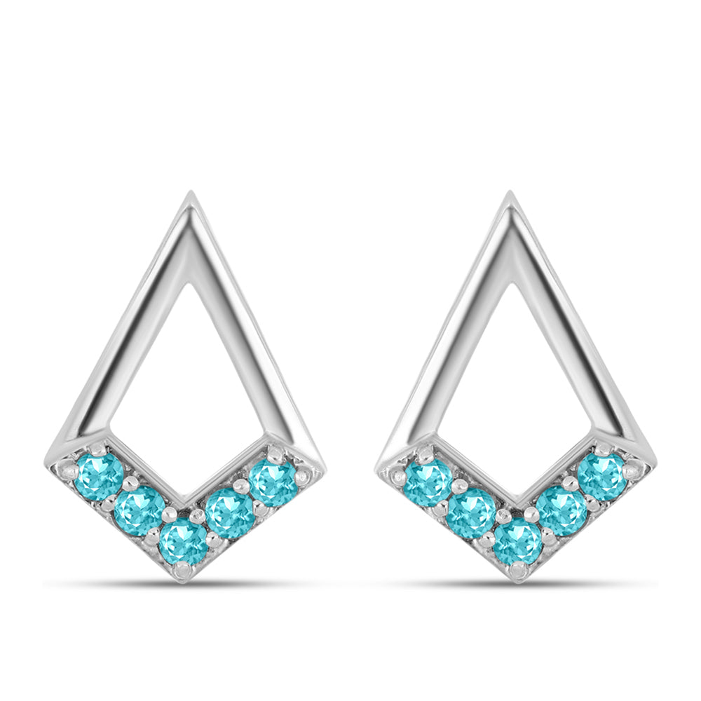 Stříbro 925/1000 - Náušnice s Paraiba Křemenem - Karátové číslo: 0.32. přibližná hmotnost: 3.24 gramů