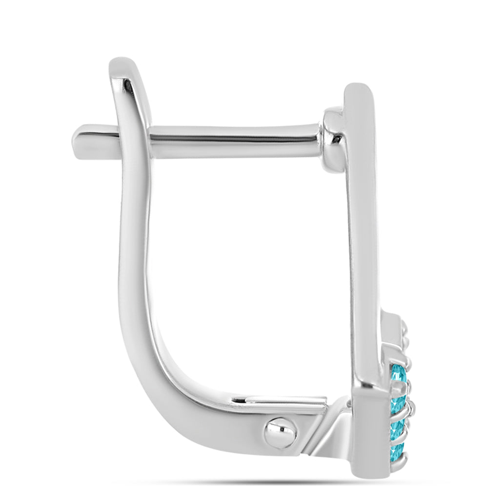 Stříbro 925/1000 - Náušnice s Paraiba Křemenem - Karátové číslo: 0.32. přibližná hmotnost: 3.24 gramů