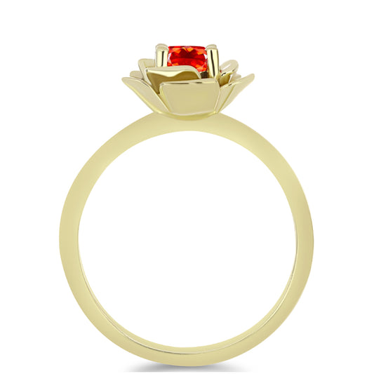 Pozlacené Stříbro 925/1000 - Prsten s Etiopským Červeným Opálem z Lega Dembi - Karátové číslo: 0.29. přibližná hmotnost: 2.91 gramů