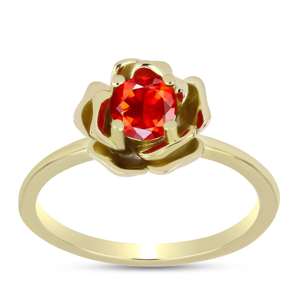 Pozlacené Stříbro 925/1000 - Prsten s Etiopským Červeným Opálem z Lega Dembi - Karátové číslo: 0.29. přibližná hmotnost: 2.91 gramů 3 